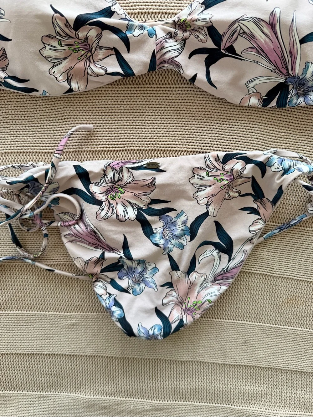 O'Neill Cream Bikini Set with Pastel Pink and Blue Floral Print